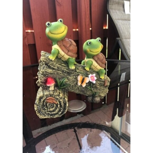 Garden Turtle Figurines Outdoor Decoration, Solar Powered Sweet Frog Face Turtle - Picture 1 of 2